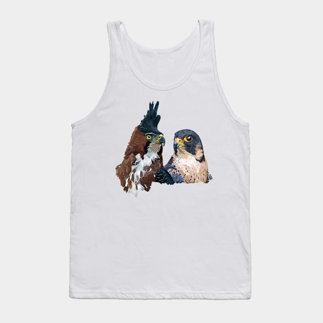 Crested Eagle and Peregrine Falcon Tank Top by obscurite